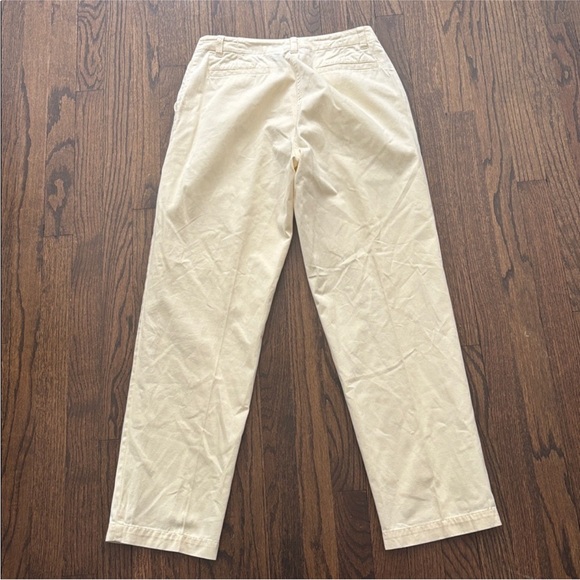 L.L. Bean Pants - LL Bean Women's Vacation Flowy Cream Yellow Breathable 100% Cotton Pants Pockets